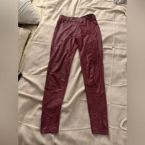 Burgundy Faux Leather Leggings